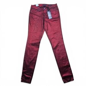 JESSICA SIMPSON Kiss Me Jegging Women's 28 30x32 NWT Metallic Red Skinny Jeans